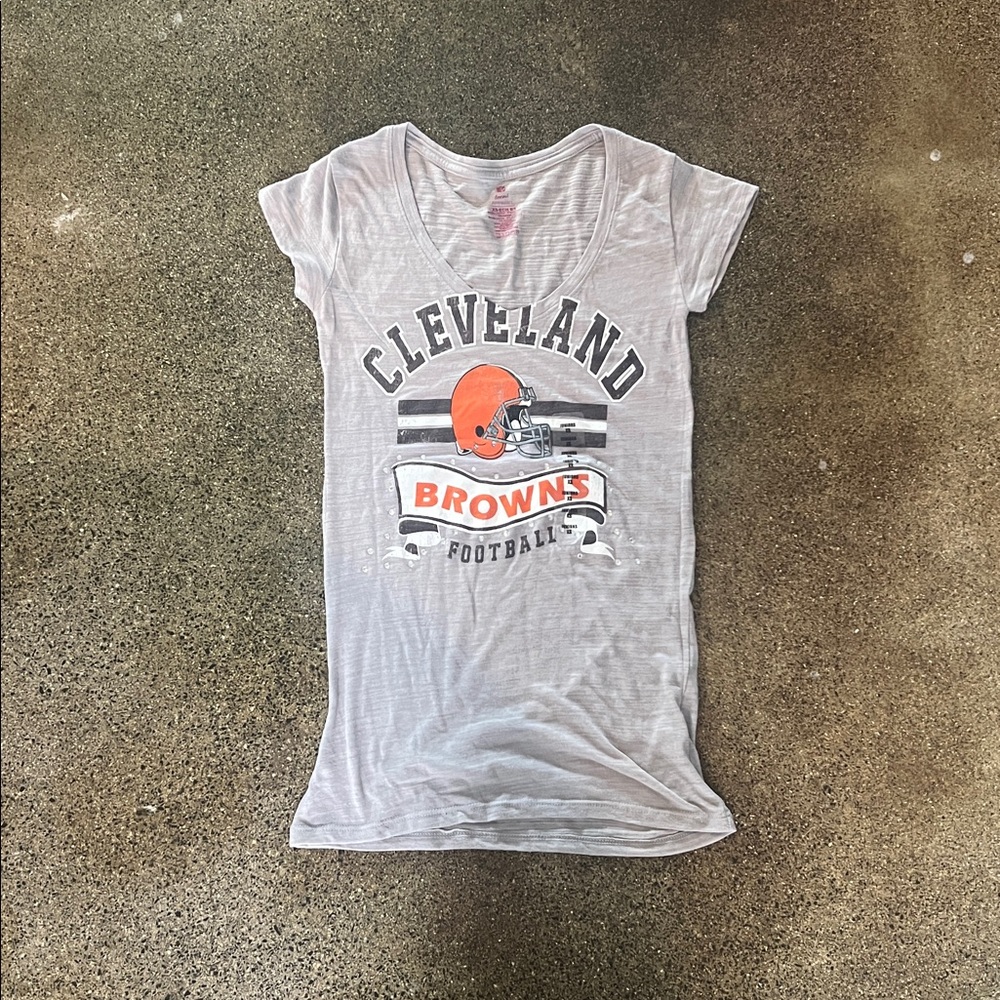 Cleveland Browns NFL v neck Tee shirt in gray